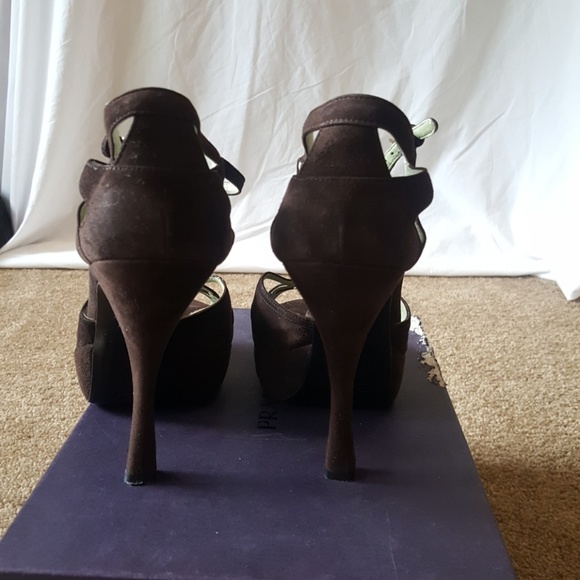 Prada dark brown suede sandals size 40 (10) - Picture 3 of 5